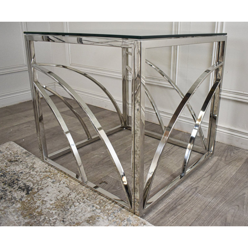 Atalya Glass Top Frame End Table