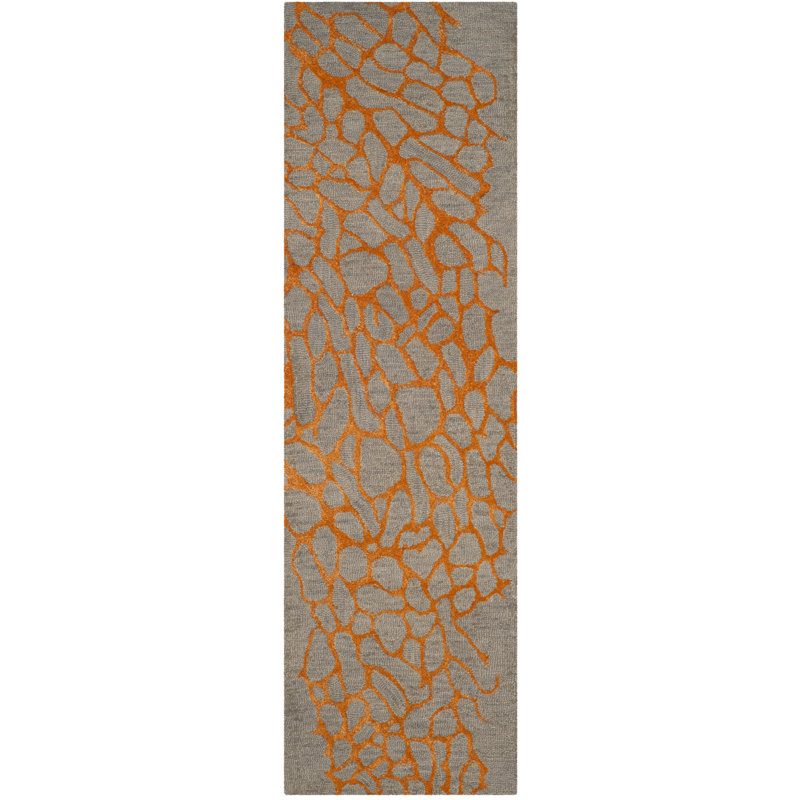 Rigsby Hand Hooked Wool, Viscose Abstract Rug, Runner 2'3" x 8'