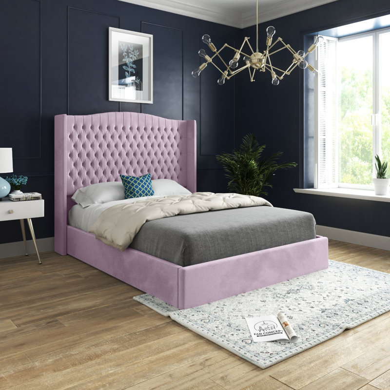 Aldermary Upholstered Bed, Pink, Double (4'6)