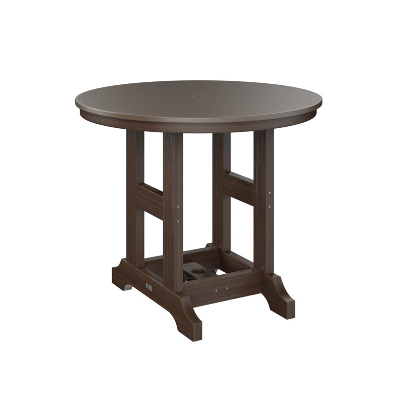 Table de bar ronde berlinoise 38 po Berlin, Bronze martelé, H 39,5 po x l 38 po x P 38 po, Imbuia
