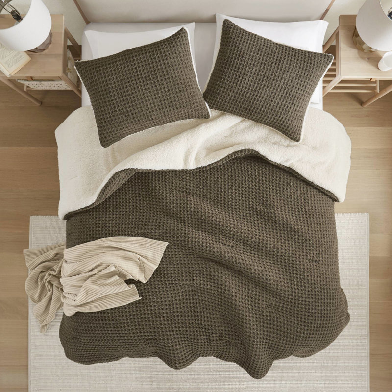 Édredon en chenille texturé gaufré pour lit double / grand - rembourrage 100% tout confort