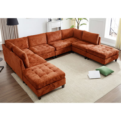 Canapé-lit modulaire en coin avec canapé-lit 8 pièces en chenille 8 pièces