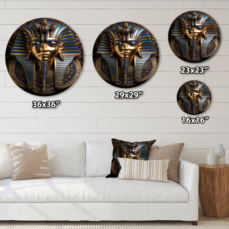 Égypte, pharaons royaux - Art rond en métal, H 23 po x l 23 po