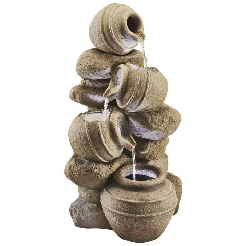 Outdoor Weather Resistant Cascade Fountain with Lights