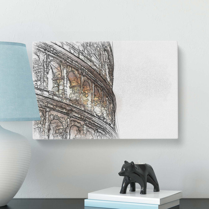 Colosseum in Rome Italy in Abstract - Wrapped Canvas Graphic Art Print, 35cm H x 50cm W x 3cm D