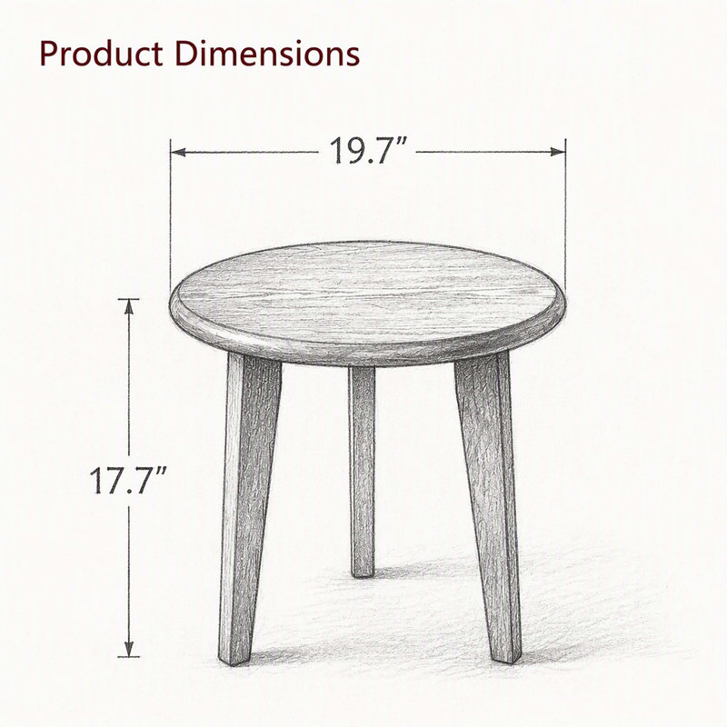 Table de bout ronde en bois massif à 3 pieds avec finition noyer, table d'appoint Mid-Century moderne pour petits espaces, salon et chambre à coucher