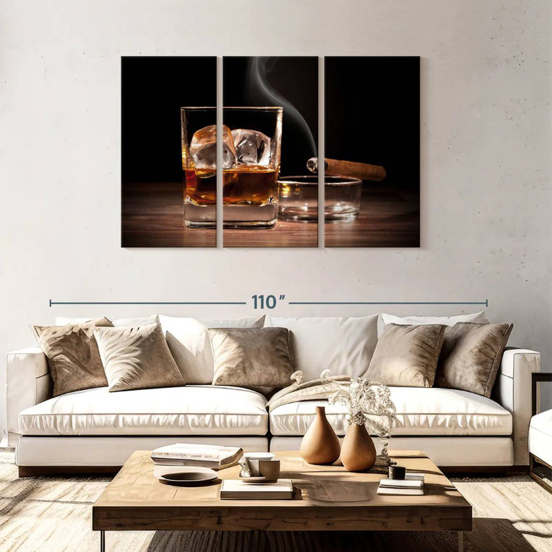 Yarlin Cold Whiskey And Lit Cigar, 48" H x 74" W