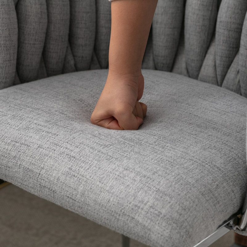 Fauteuil en velours Uresti, Mélange de polyester gris, Argent argent