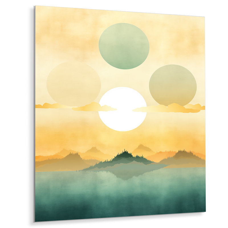 Formes de vents vert et jaune - Collages abstraits, art mural en métal, H 32 po x l 16 po x P 1 po