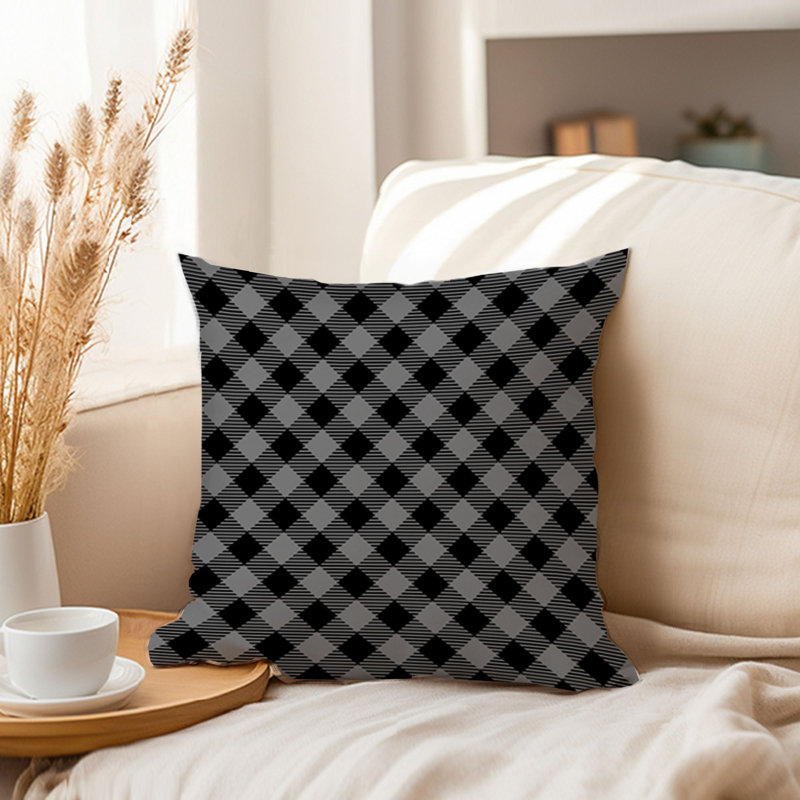 Abstract Black Gray Plaid Pattern II Modern, 20"H x 20"W