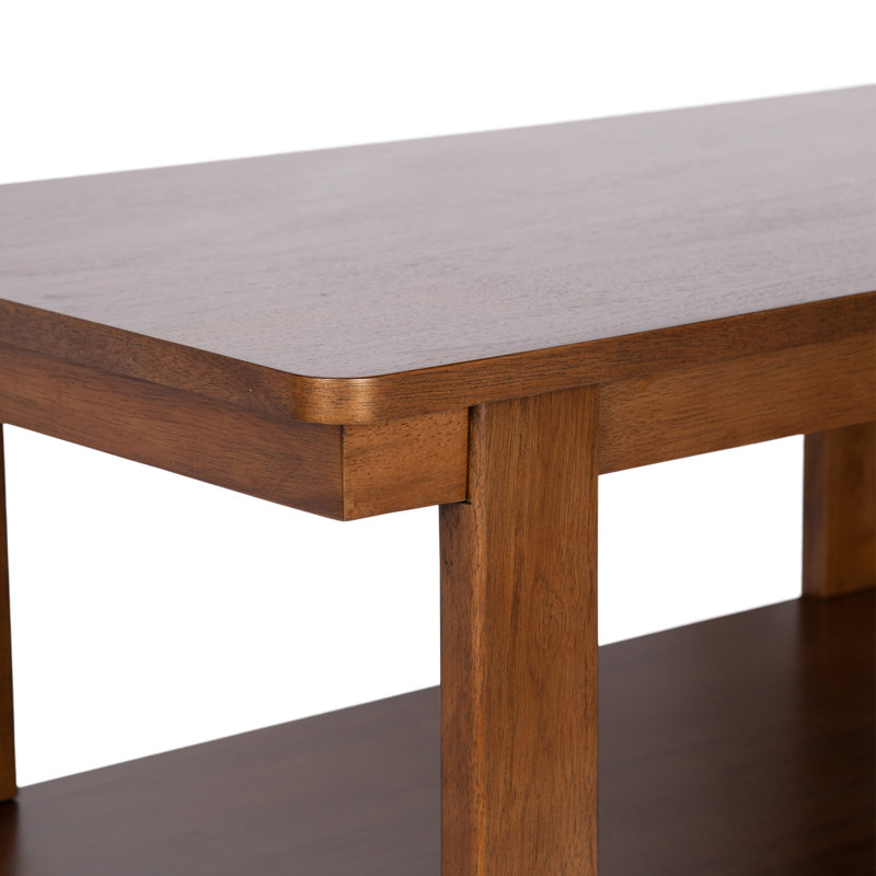 Burgoon Tiered Wood Rectangle Coffee Table, Dark Brown Wood