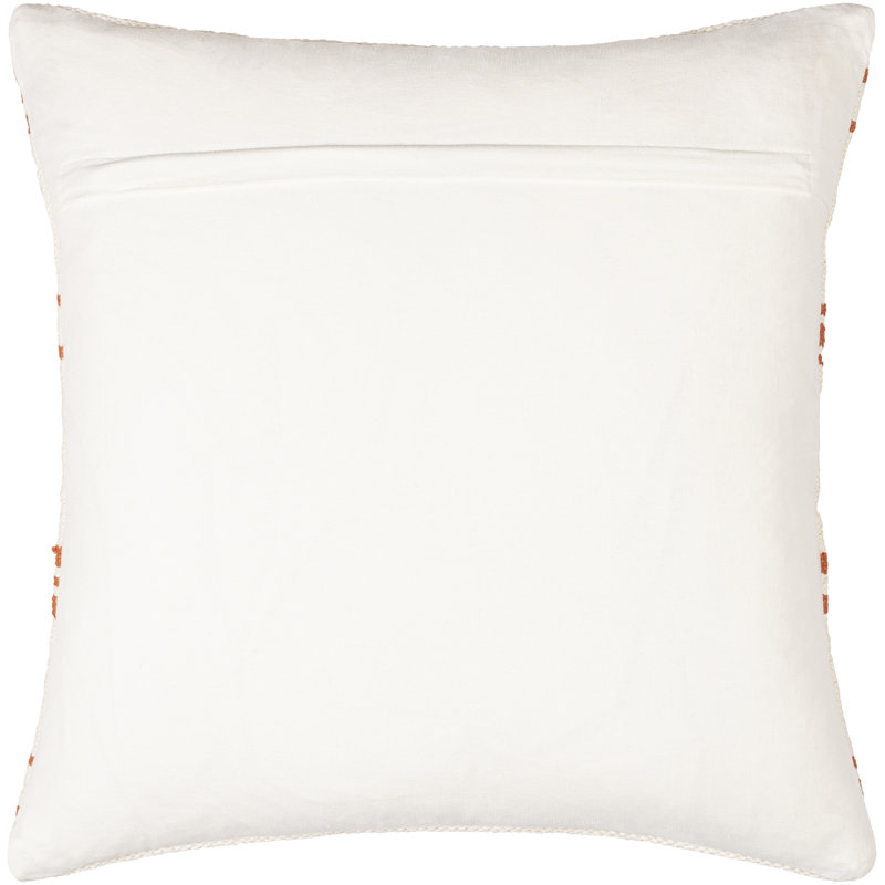 Chanterelle Embroidered Cotton Throw Pillow, White/Orange, 22" x 22", Polyester/Polyfill