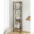 Everlene Bookshelf, Book Shelf, Industrial Bookcase with 2 Hooks, Coner Shelf Storage Organizer for Home Office, Living Room, Bedroom, Kitchen, Rustic Brown-1194000911-1185652454