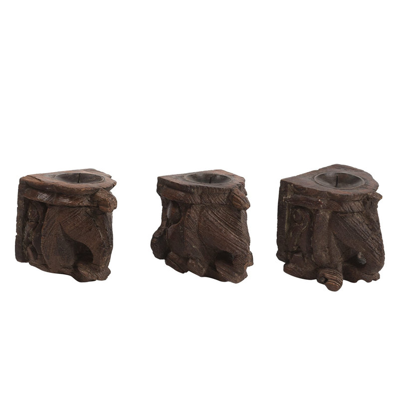 3'' H Solid Wood Candlestick