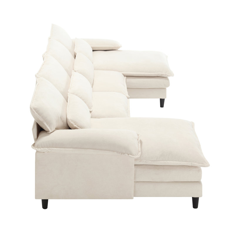 U Shaped Modular Sectional Sofa Couch, Beige Fabric