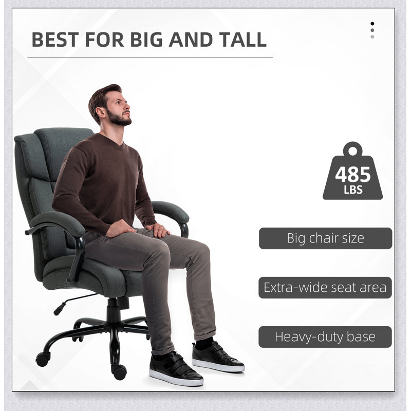 Fauteuil de bureau haut et grand à haut dossier avec siège large 484 lb et siège d'ordinateur, Gris anthracite