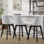  Ensemble de 2 chaises de comptoir pivotantes en tissu de lin moderne avec dossier capitonné, tabourets de bar chics pour îlot de cuisine et salle à manger-1140540957