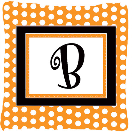 Monogramme Initial Orange Polkadots intérieur/extérieur Throw Pillow, B