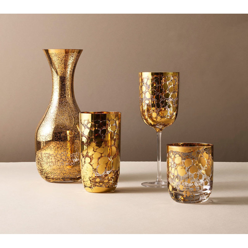 Crackle 18 oz. Drinking Glass, Gold