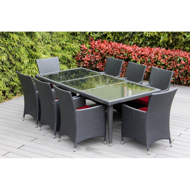 Ensemble de salle à manger rectangulaire pour 8 personnes 82 "Pavior, Supercrylic rouge, Noir