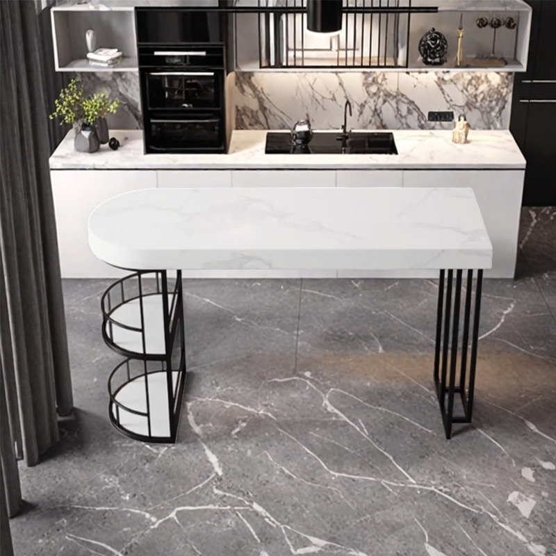 Table de bar en marbre Light Light, H 39,3 po x L 62,9 po x l 23,6 po, Noir