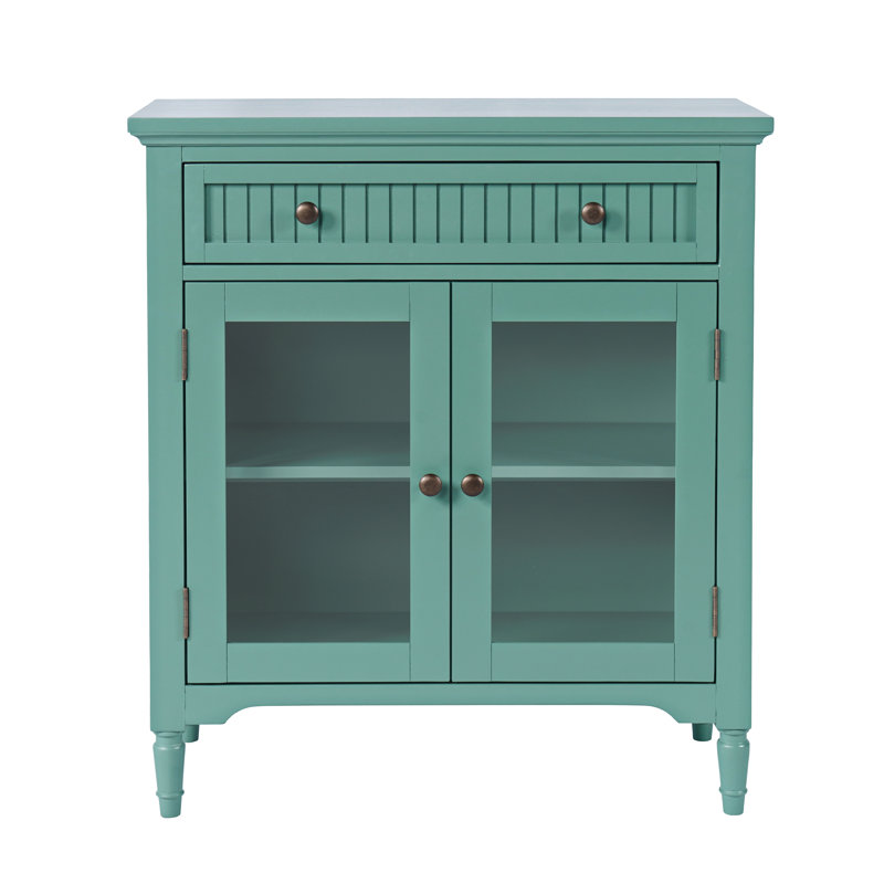 Pearce 32" Glass Door Accent Cabinet, Green