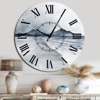 Horloge murale en métal de style nautique, imprimée sur métal, motif « Côte Océane au Mexique II ».