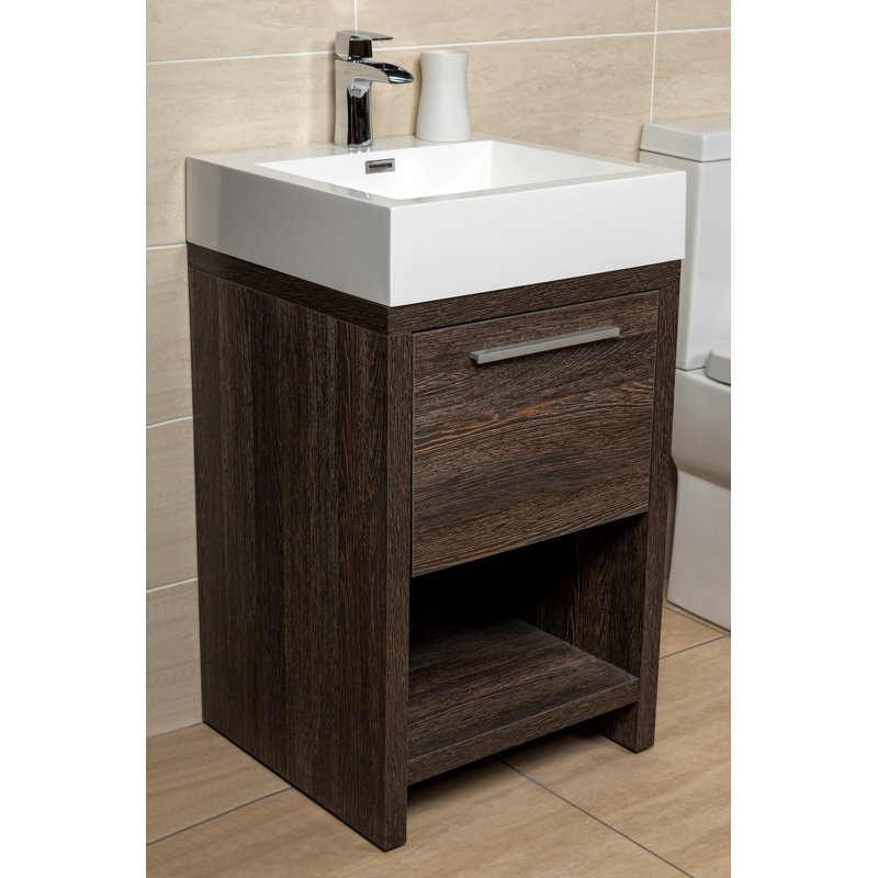 500mm Single Bathroom Vanity with Semi-Recessed Marble Basin