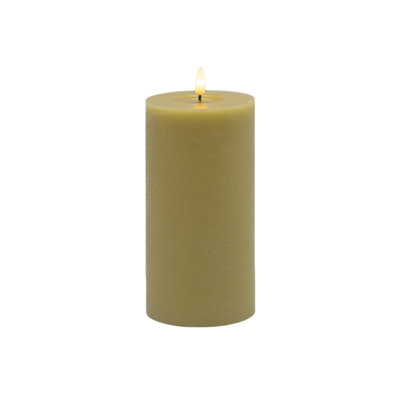 Grande bougie colonne sans flamme champagne