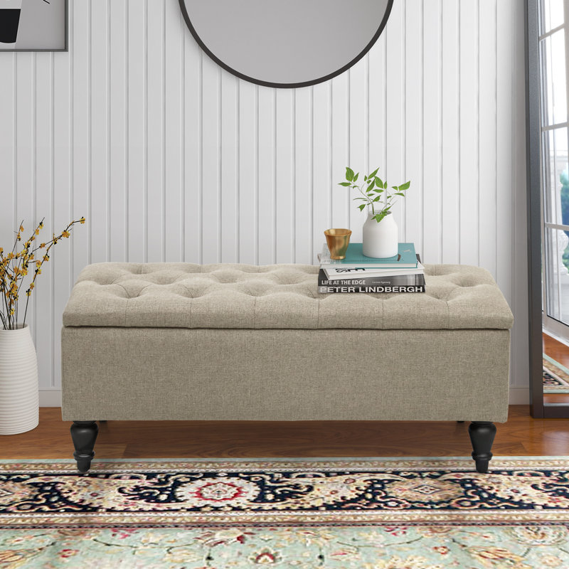 Banc de rangement à couvercle rabattable Aireen, Beige