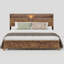 Structure de lit en bois pour très grand lit avec tête de lit avec rangement, base de lit plateforme avec lumières DEL et station de charge, brun-196723469-172984406