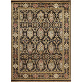 Silver Screen Hand Knotted Wool Area Rug in Black/Beige/Red