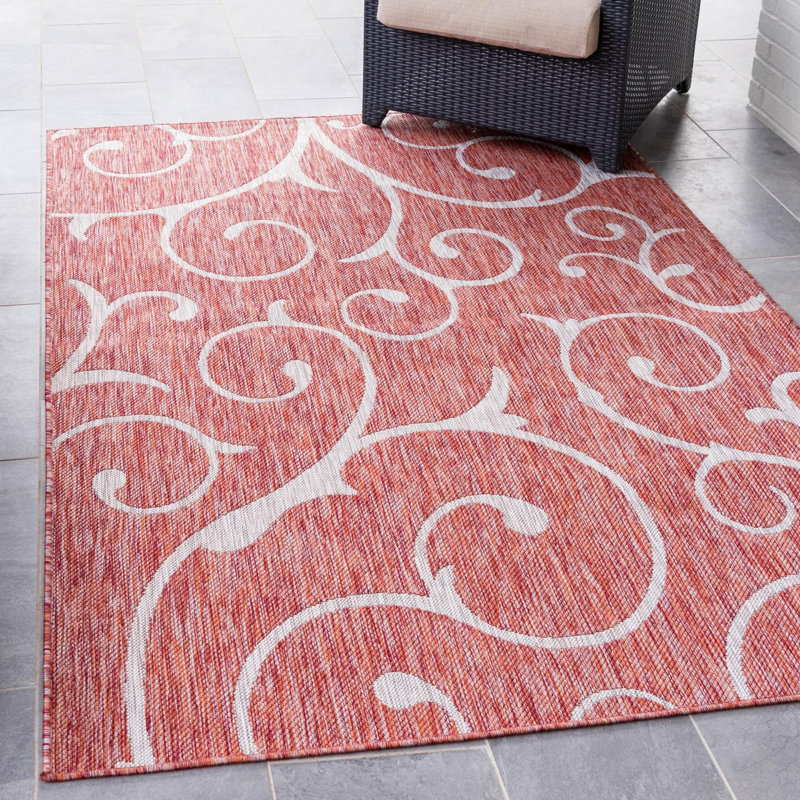 Coutu Floral Indoor / Outdoor Rug, Rectangle 7'1" x 10'