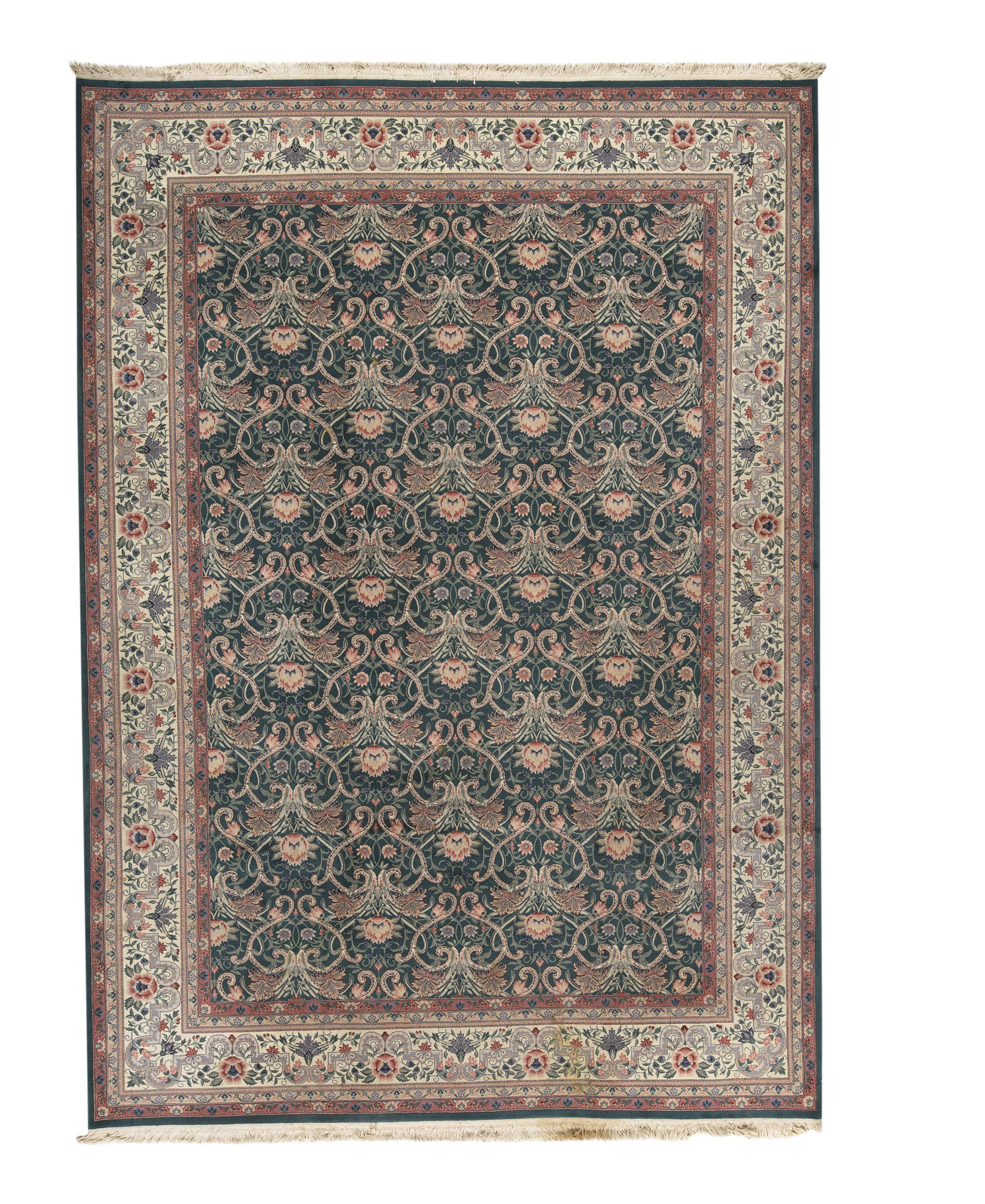 Bokara Rug Co., Inc. HandKnotted HighQuality Green and Cream Area Rug