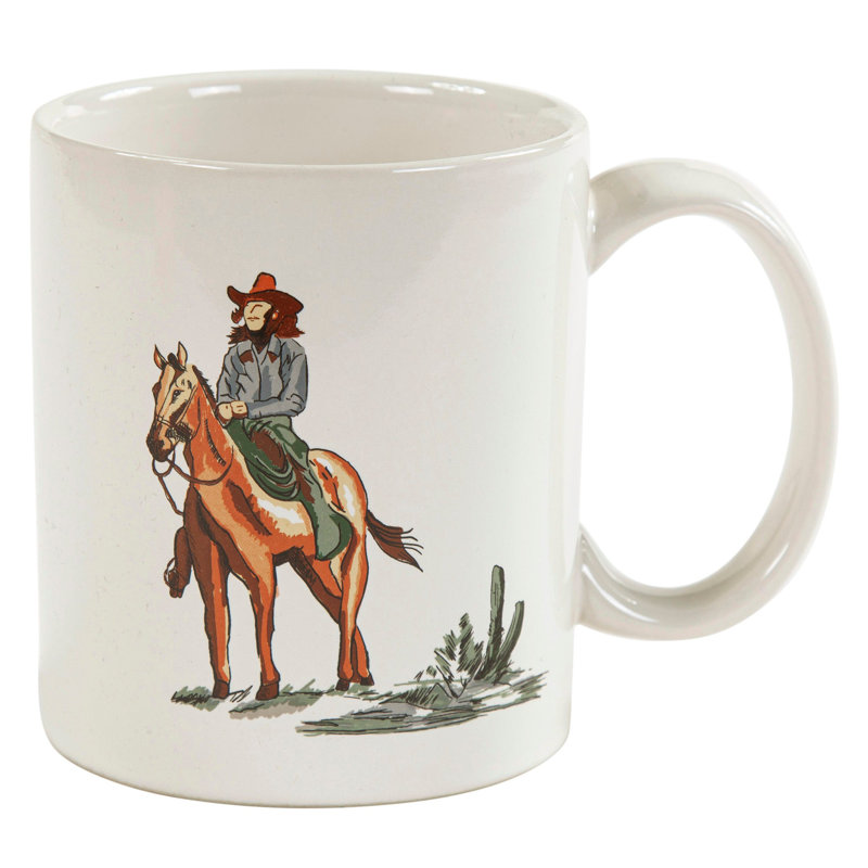 Ensemble de 4 tasses en céramique rustique à motif animalier Ranch Life, Cowgirl