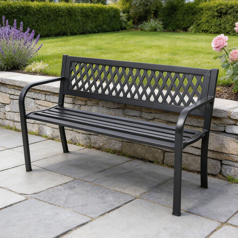 Lara Black Metal Outdoor Bench