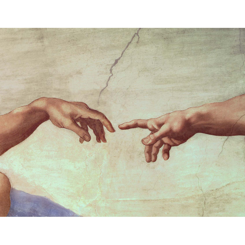 Adhésif décoratif reproduisant la l'œuvre « Mains de Dieu et d'Adam » de Michel-Ange (1511), H 27,5 po x l 36 po