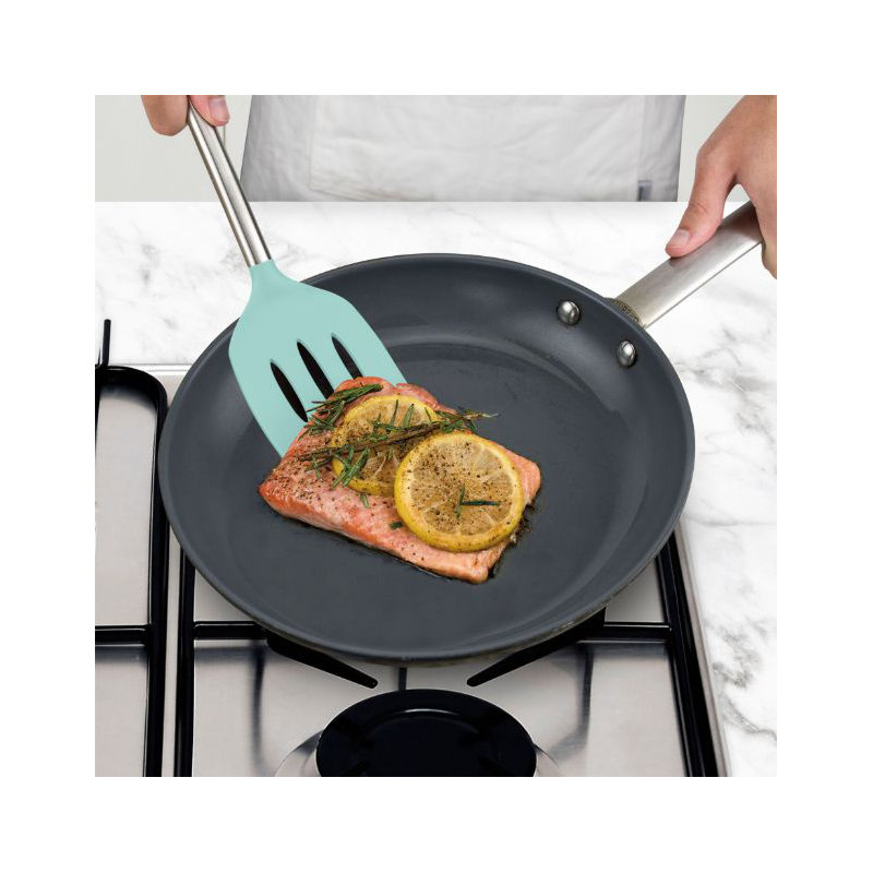 Silicone Slotted Turner - Light Aqua, Light Aqua