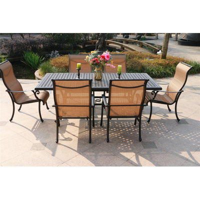 Rectangular 6 - Person Long Aluminum Dining Set