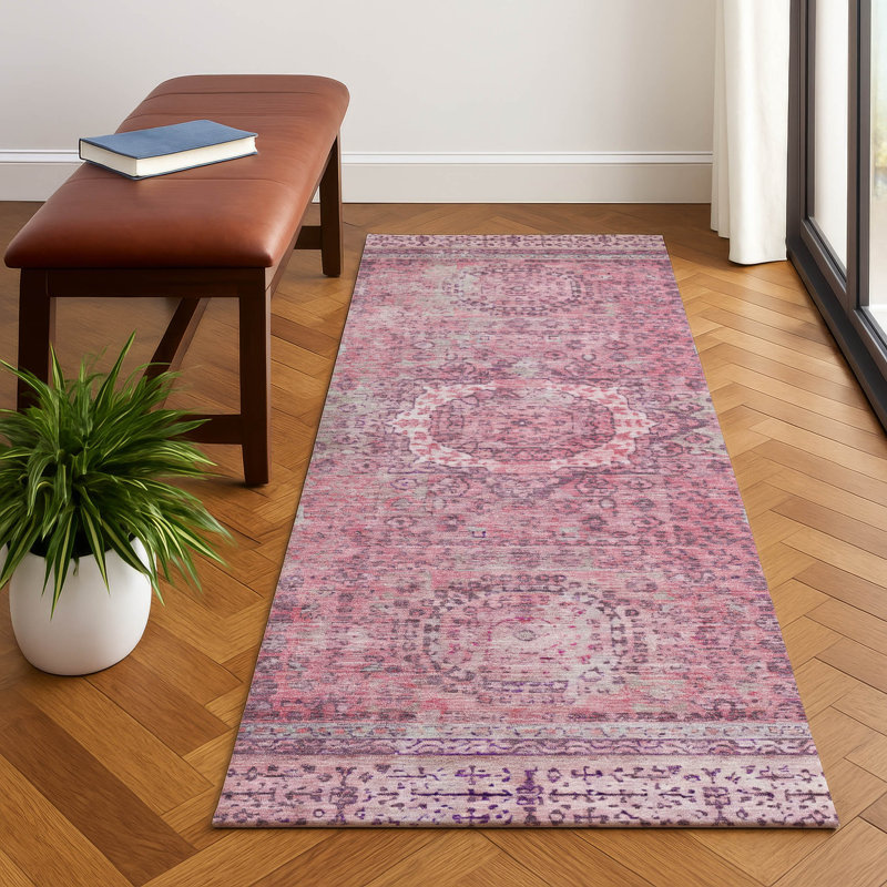 Premium Machine Washable Lubbers AMF1740 Border Rug, Runner 2'3" x 7'6"