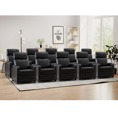 25.6" Wide Modern Soft Breathable Faux Leather Massage Home Theater Individual Seat with Remote Control