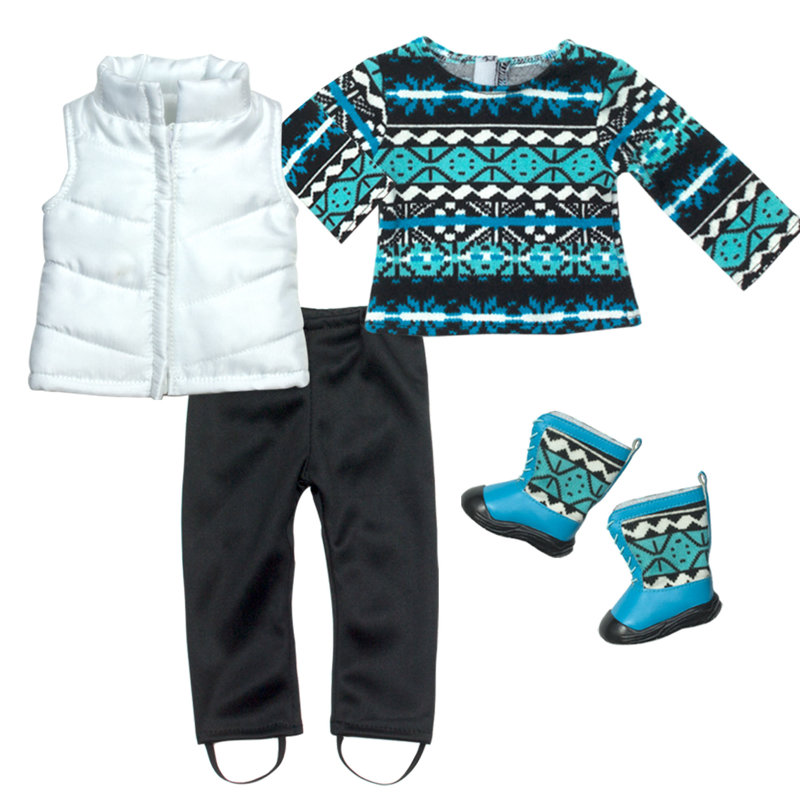 Doll Print Knit Sweater, Leggings, and Vest