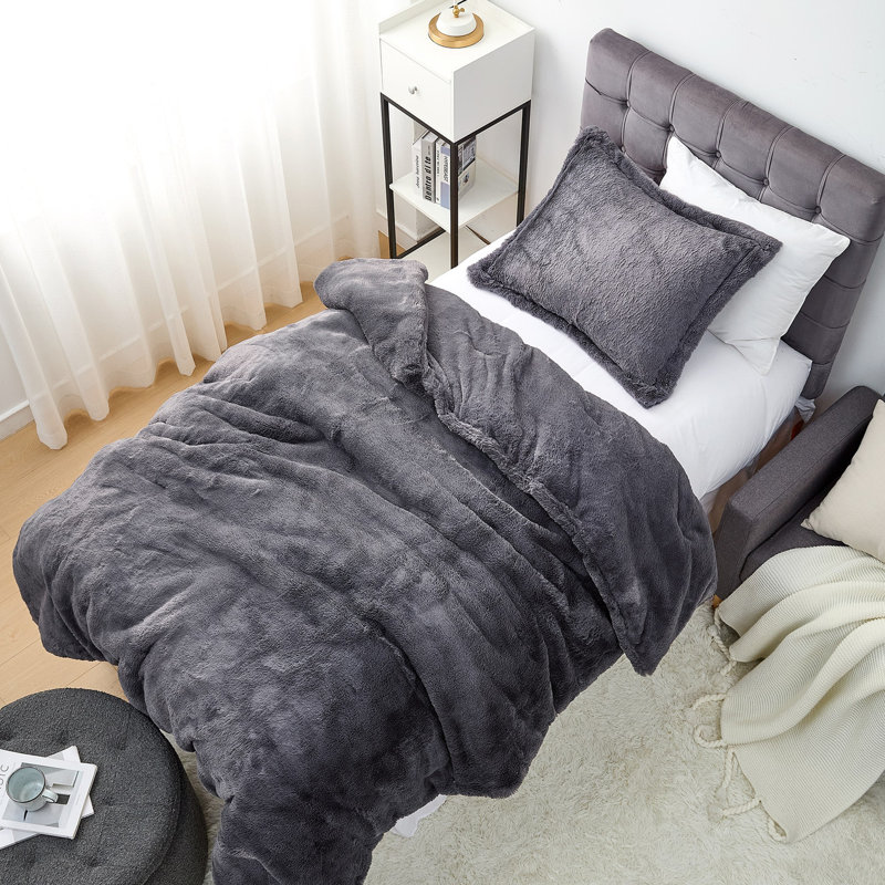  Ensemble d'édredon surdimensionné Coma, Édredon simple extra long + 1 taie décorative st, Gris