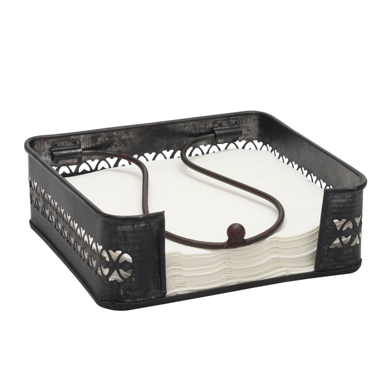 Porte-serviette en métal galvanisé vieilli Donna, Noir