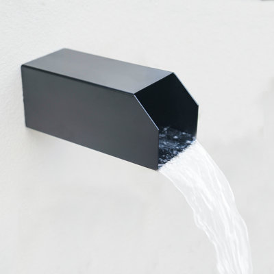 4" Square Water Fountain Spout, 316 Stainless Steel Spillway Waterfall Accent Scupper with Integrated Spray Baffle for Landscape Decor, Pond, Pool, Water Wall, Fountain 