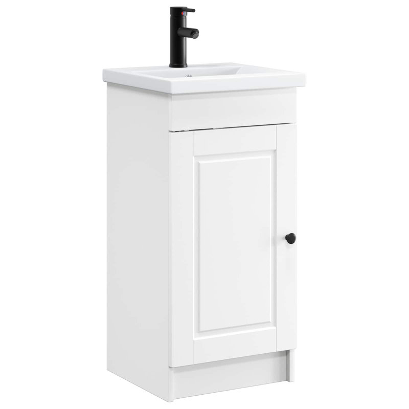 Single Bathroom Vanity with Ceramic Basin, White