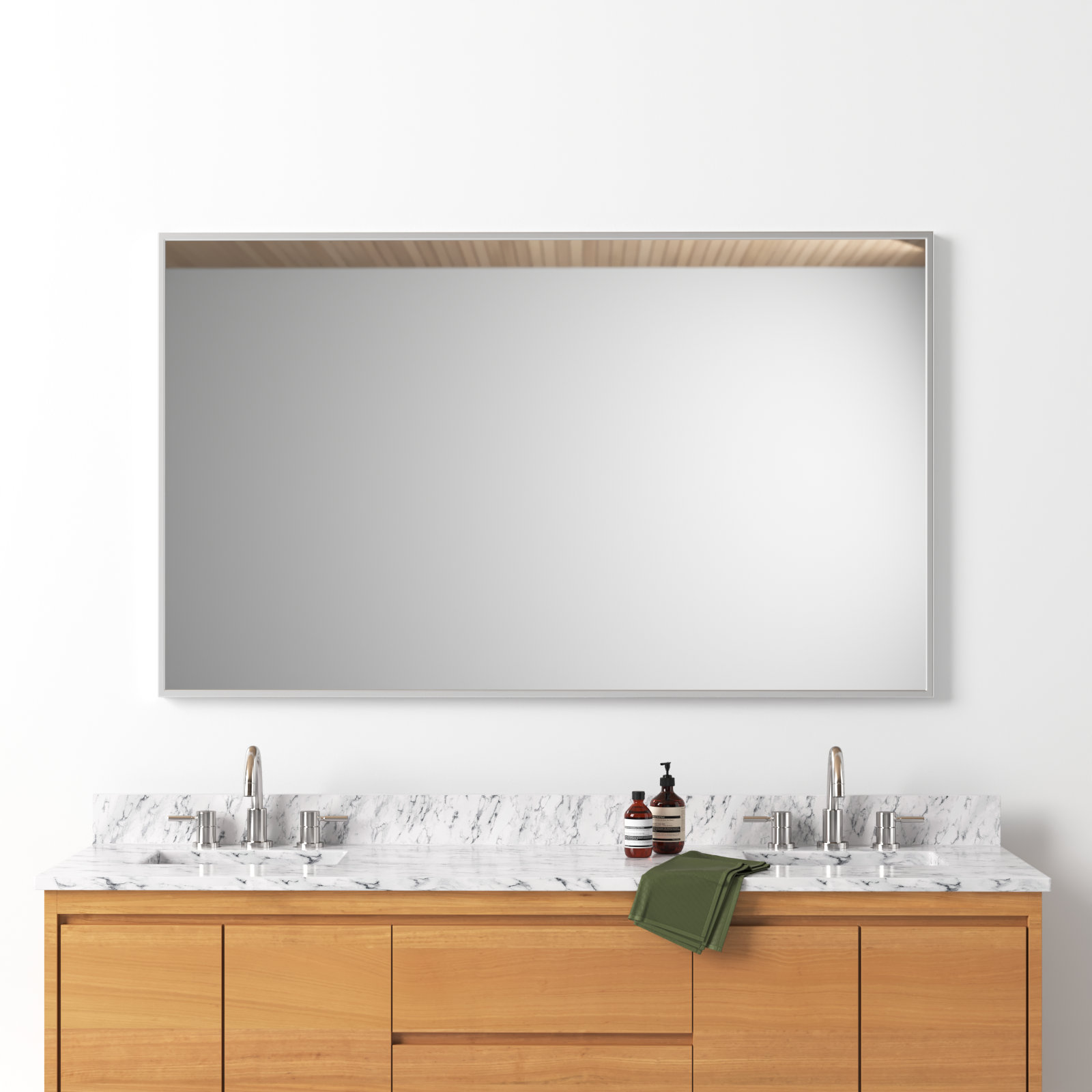 Sabine Metal Rectangle Wall Mirror, 60" x 36", Silver