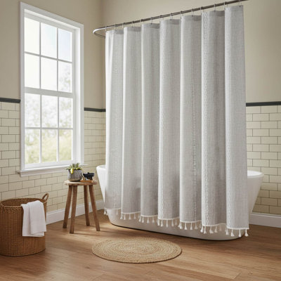 Boho Farmhouse Tassel Shower Curtain