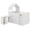 Lit mezzanine simple pour lit simple avec bureau coulissant et armoire de rangement, cadre de lit mezzanine en bois à fonctions multiples avec tablettes et tiroirs de rangement-598404165