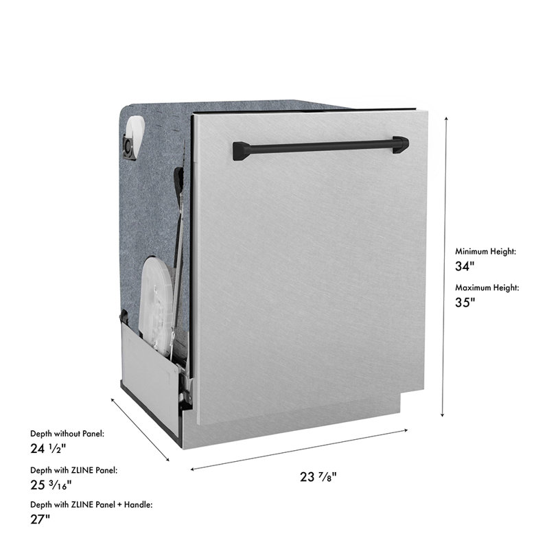 ZLINE Autograph Edition 24" Touch Control Tall Tub Dishwasher in Fingerprint Resistant Stainless Steel, Black